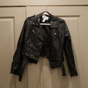 Black leather coat